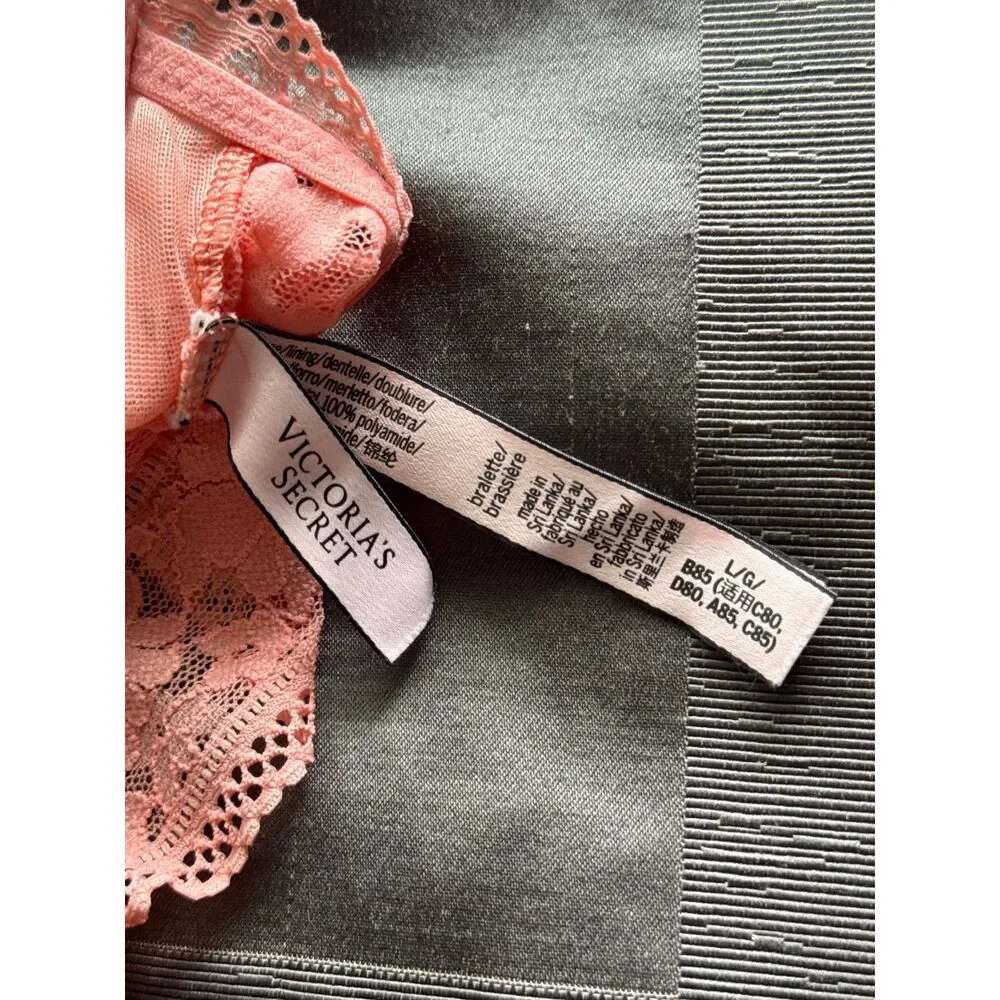 VICTORIA'S SECRET Coral Pink Orange Wireless Racerback Bralette Bra Size L Large
